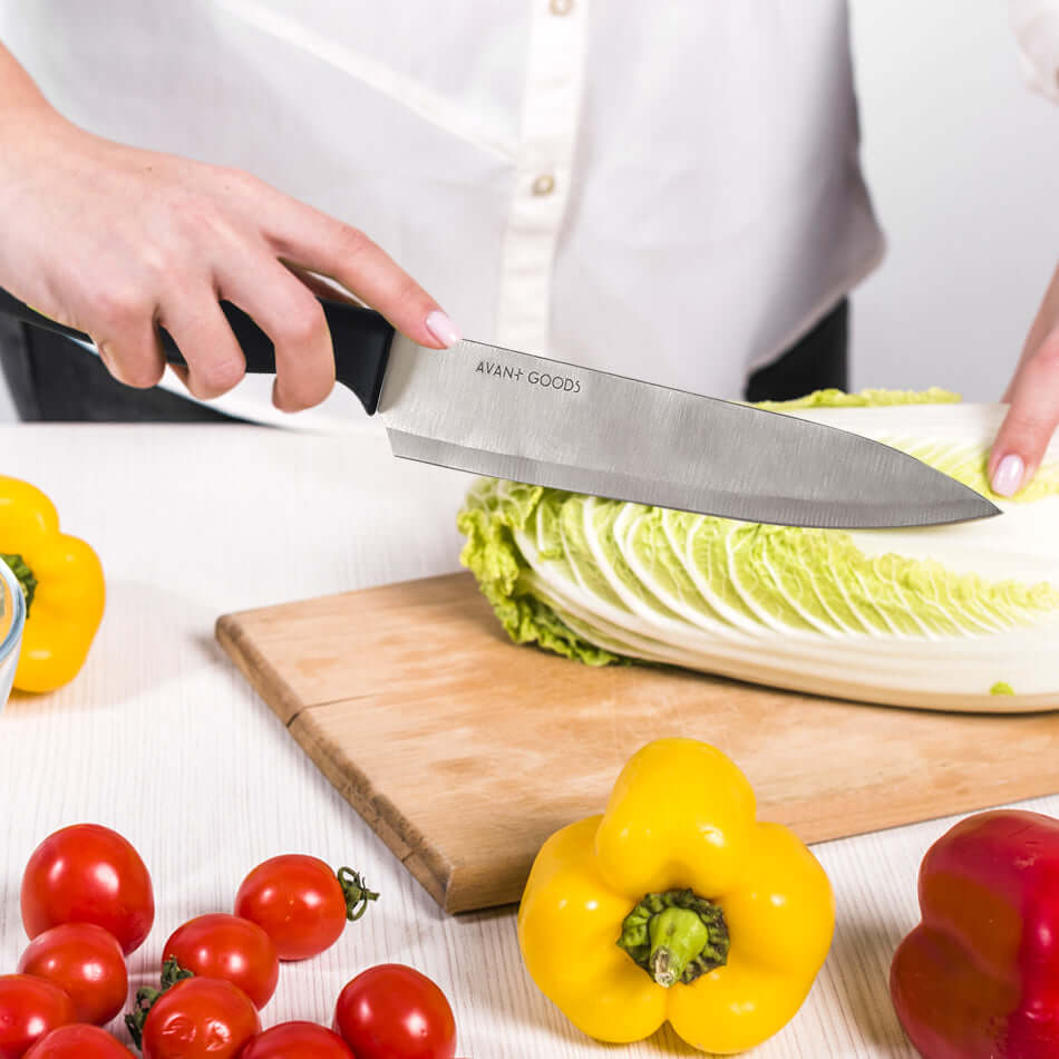 Stainless Steel Kitchen Knife Set with Rotating Block